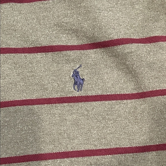 Polo by Ralph Lauren Men's Olive and Burgundy Striped Polo - Picture 3 of 7